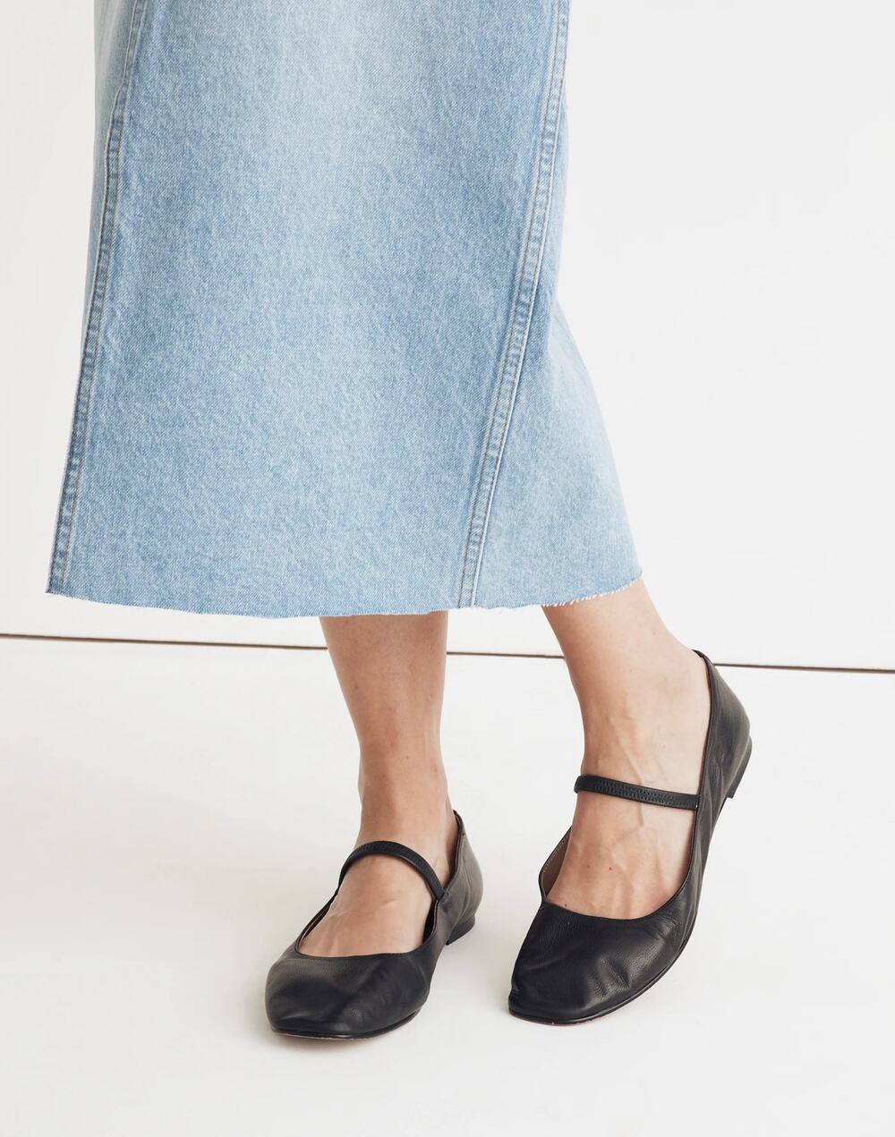 Madewell Womens The Greta Mary Jane Flat Shoes Leather True Black Size 9.5 NWOB